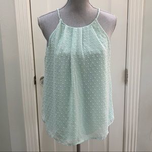 BLUE RAIN MINT GREEN SWISS DOT SLEEVELESS TOP